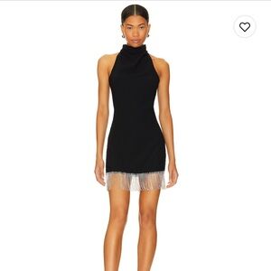 Amanda Uprichard Black Dress with Silver Fringe
